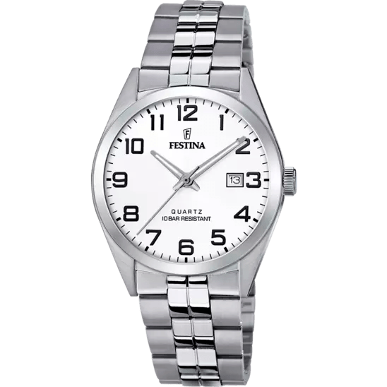 Festina Watch Festina Men's White Classics Stainless Steel Watch Bracelet F20437/1 Brand