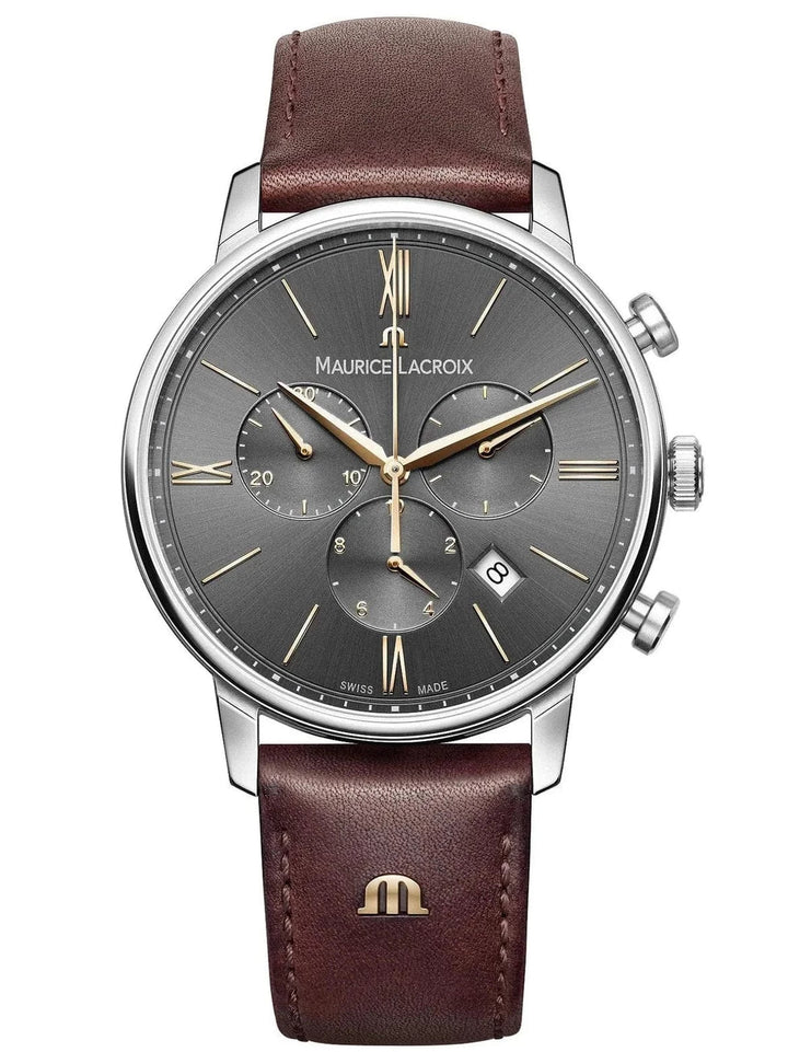 Maurice Lacroix Watch Maurice Lacroix ELIROS Chronograph Watch 40mm Brown Strap Marurice Lacroix ELIROS Chronograph Watch 40mm Brown Strap Free Shipping Brand