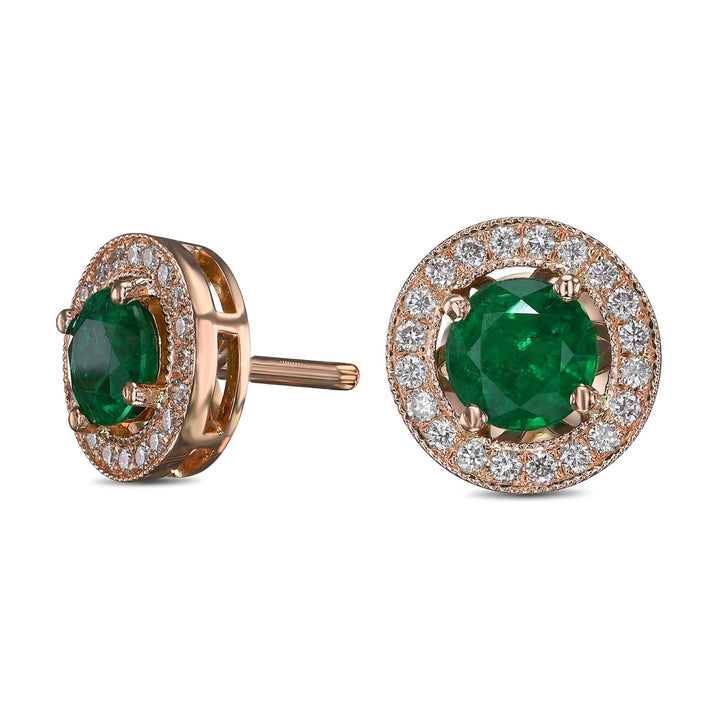 LEIBISH 0.92ct Green Emerald &amp; Diamond Halo Earrings