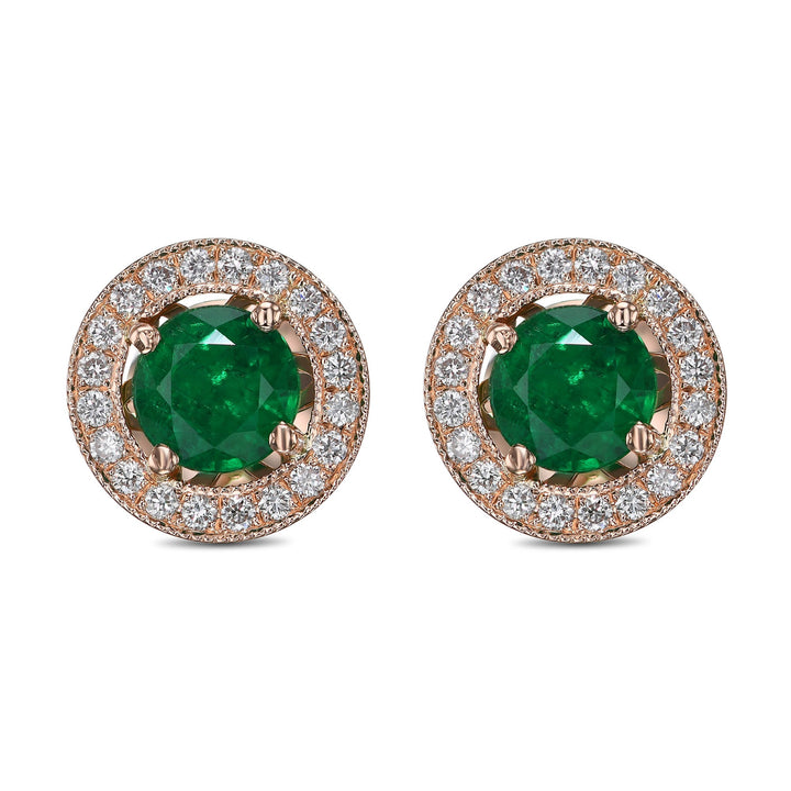 LEIBISH 0.92ct Green Emerald &amp; Diamond Halo Earrings