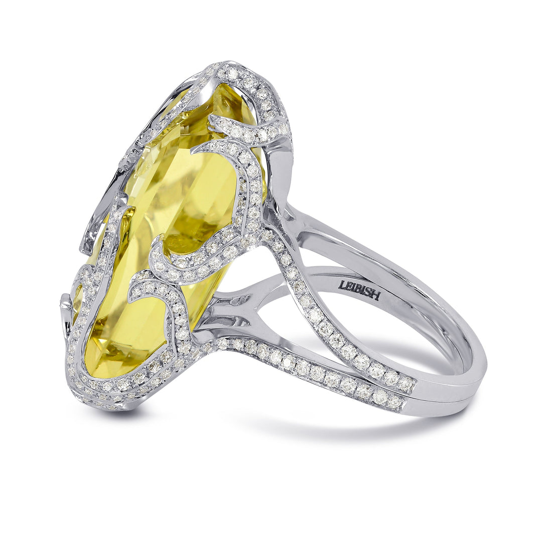 LEIBISH 24.92ct Sri Lankan Lemon Quartz &amp; Diamond Ring