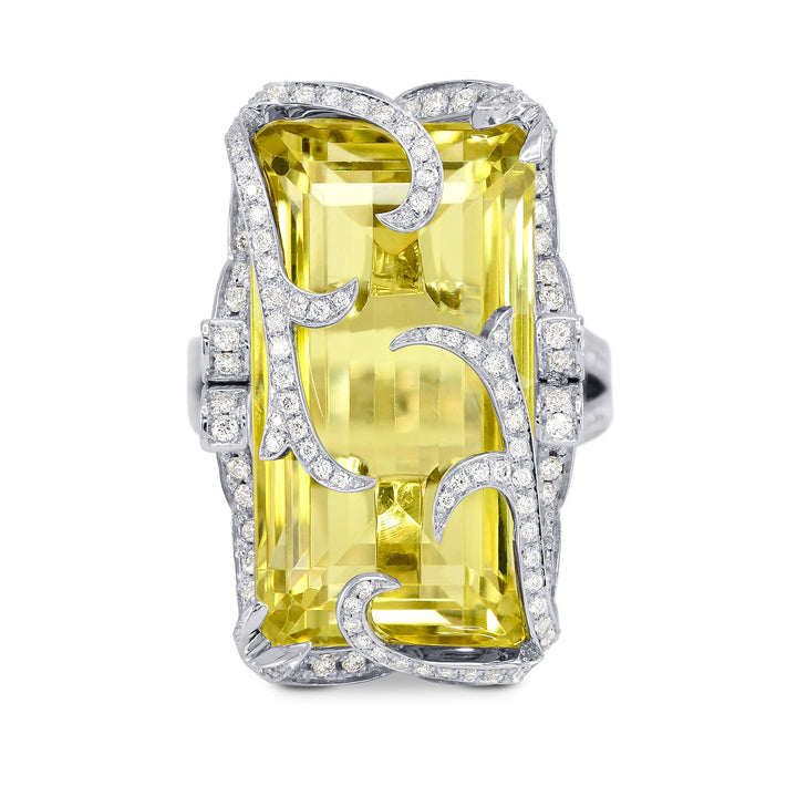 LEIBISH 24.92ct Sri Lankan Lemon Quartz &amp; Diamond Ring