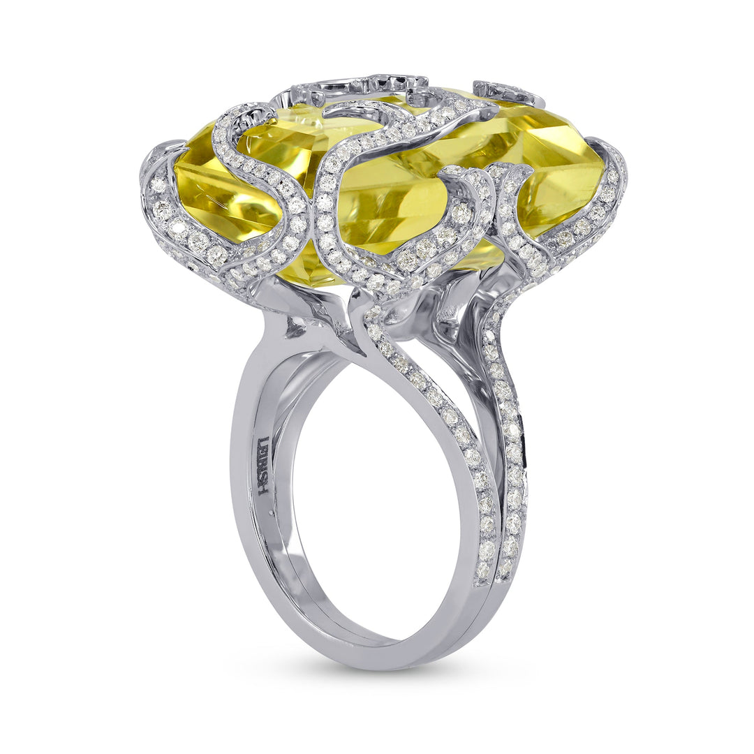 LEIBISH 24.92ct Sri Lankan Lemon Quartz &amp; Diamond Ring