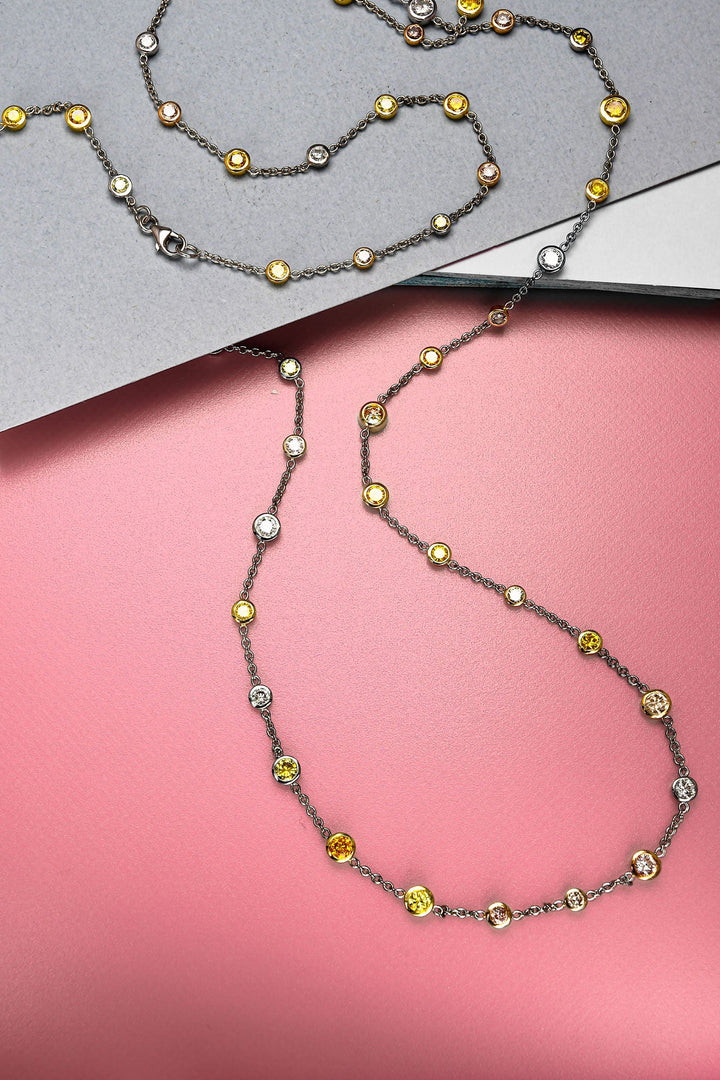 LEIBISH 8.61ct Mixed-Colour Brilliant Diamond Necklace