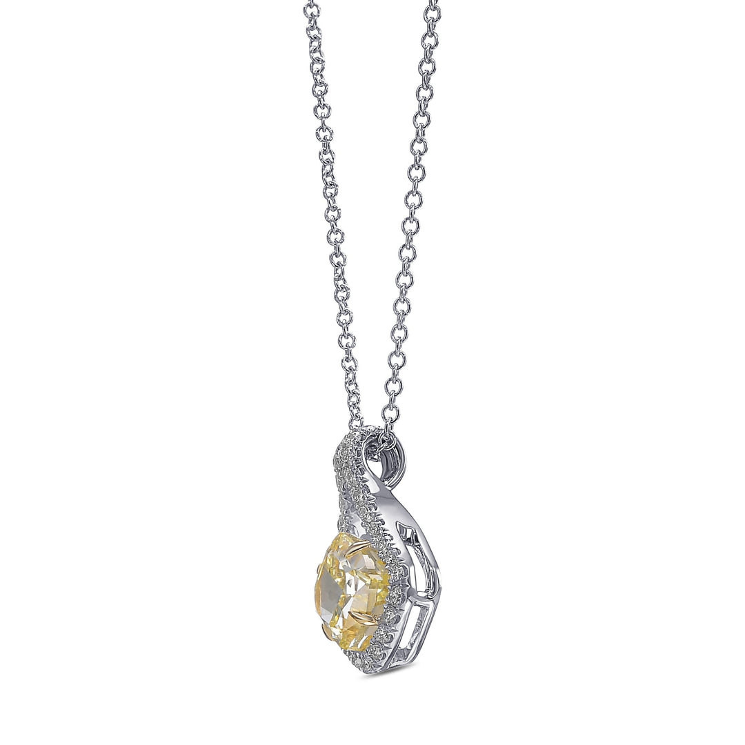 LEIBISH 1.24ct Fancy Yellow Cushion Diamond Drop Pendant