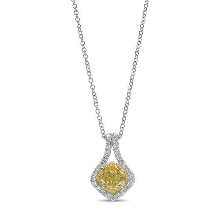 LEIBISH 1.24ct Fancy Yellow Cushion Diamond Drop Pendant