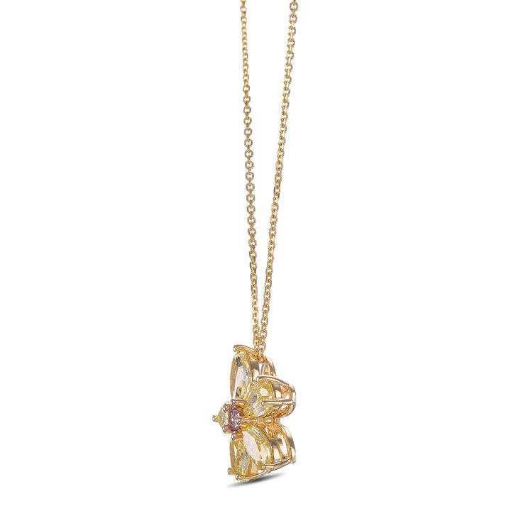 LEIBISH 1.19ct Fancy Yellow &amp; Orangy Pink Diamond Floral Pendant
