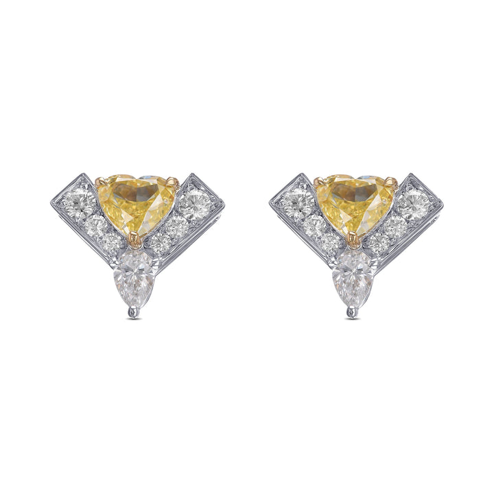 LEIBISH Fancy Intense Yellow Heart Diamond Logo Pavé Earrings