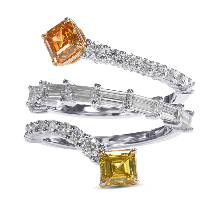 LEIBISH 1.19ct Mixed-Colour Two-Stone Crossover Diamond Ring