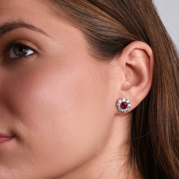 LEIBISH 1.81ct Mozambique Pigeon Blood Ruby Halo Earrings