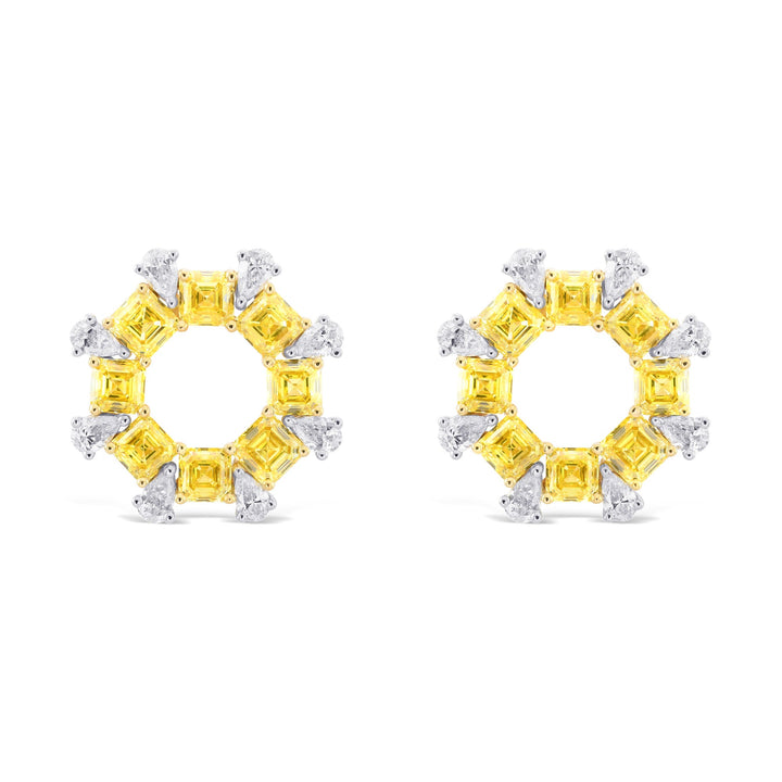 LEIBISH Fancy Intense Yellow Asscher &amp; Pear Diamond Earrings