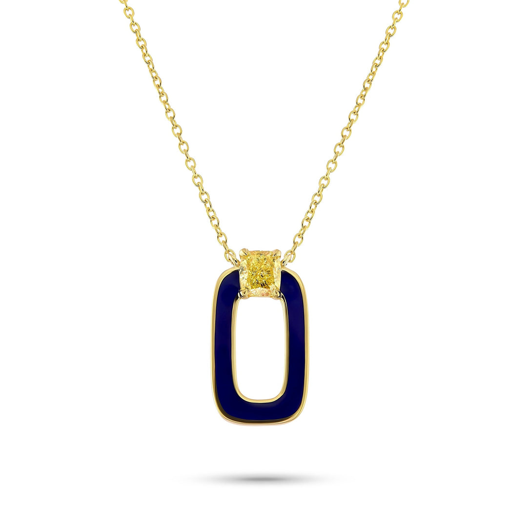 LEIBISH Fancy Yellow Cushion Diamond &amp; Blue Enamel Pendant