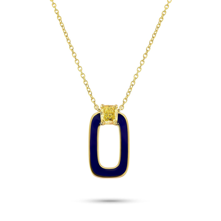 LEIBISH Fancy Yellow Cushion Diamond &amp; Blue Enamel Pendant