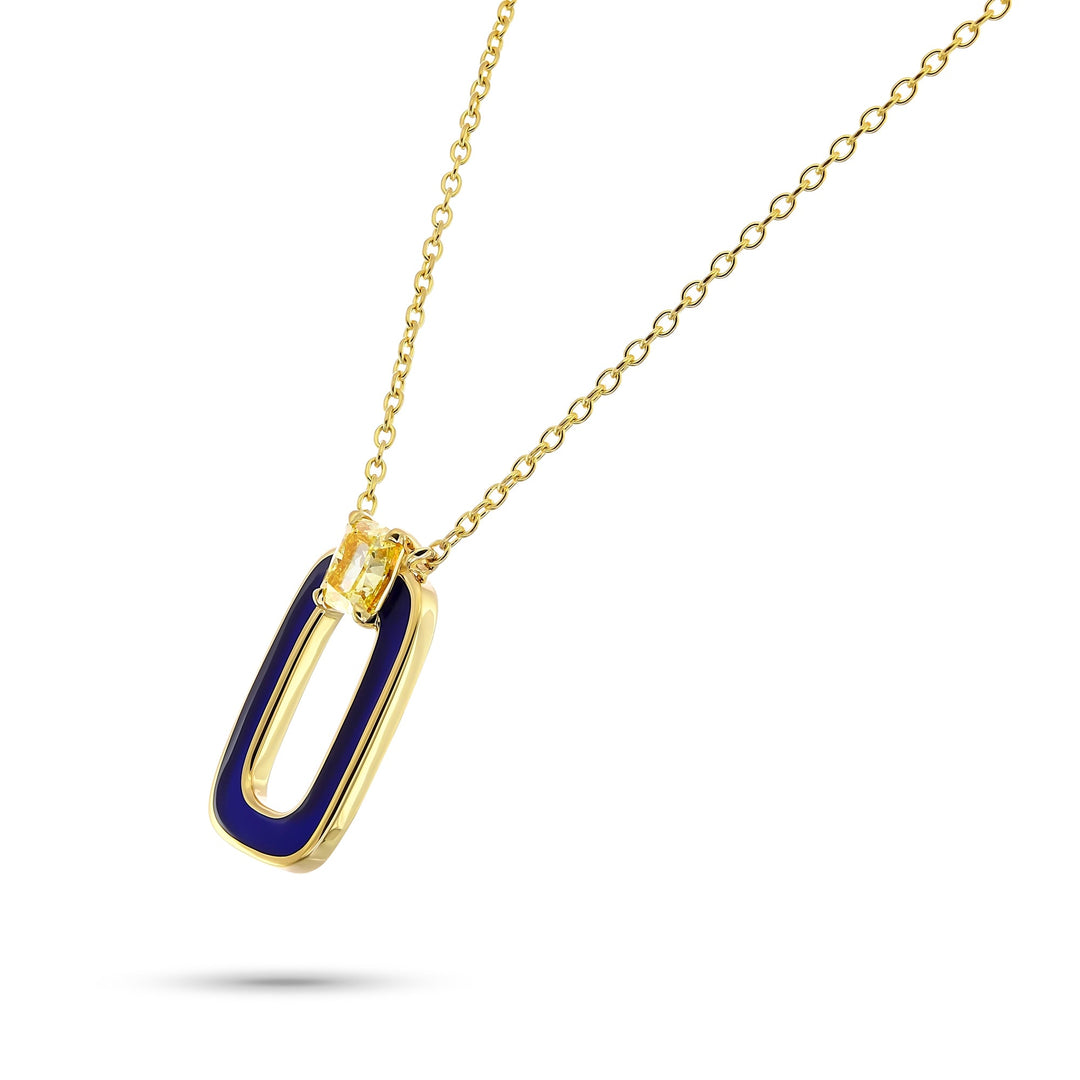 LEIBISH Fancy Yellow Cushion Diamond &amp; Blue Enamel Pendant