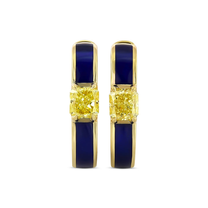 LEIBISH 0.51ct Fancy Yellow Radiant Diamond Hoop Earrings
